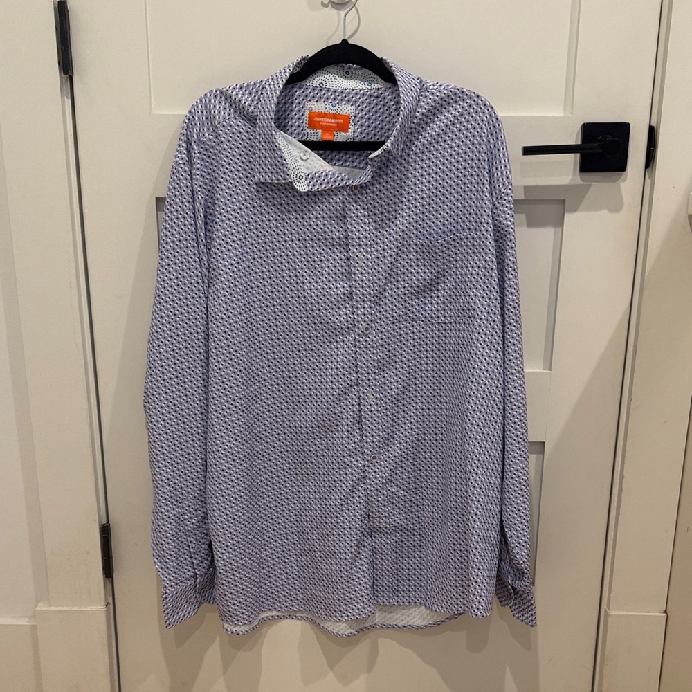 Johnston & Murphy Navy and White Patterned Shirt